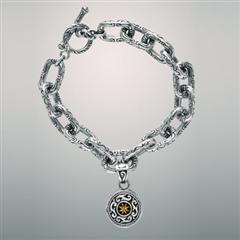 Sterling silver link bracelet with charm.  Arista.                                                                                                                                                                                                        