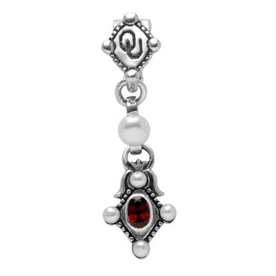 Oklahoma Sooners pendant in sterling silver with pearls and garnet.                                                                                                                                                                                       