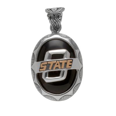 Oklahoma State pendant with large black onyx in sterling silver.                                                                                                                                                                                          