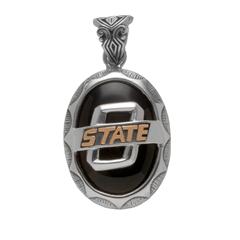 Oklahoma State pendant with large black onyx in sterling silver.                                                                                                                                                                                          