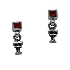 Texas Tech Red Raiders earrings with red stone in sterling silver.                                                                                                                                                                                        