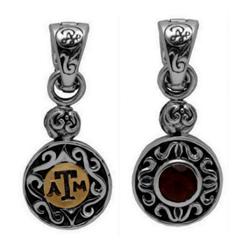 Texas A&M reversible charm pendant with 18K gold and maroon rhodolite garnet.                                                                                                                                                                             