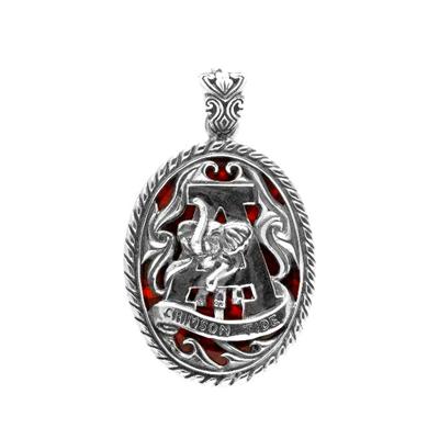 Sterling silver University of Alabama pendant with red paua shell.                                                                                                                                                                                        