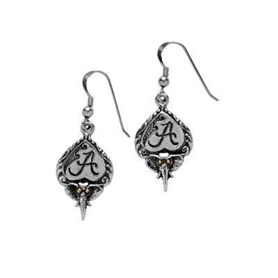 Alabama Crimson Tide earrings in sterling silver with elephant head.                                                                                                                                                                                      