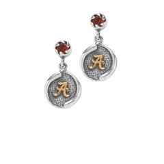 Alabama sterling silver tusk earrings with garnets and 18K gold.                                                                                                                                                                                          