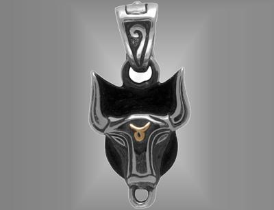 Silver Bull pendant with gold Taurus symbol                                                                                                                                                                                                               