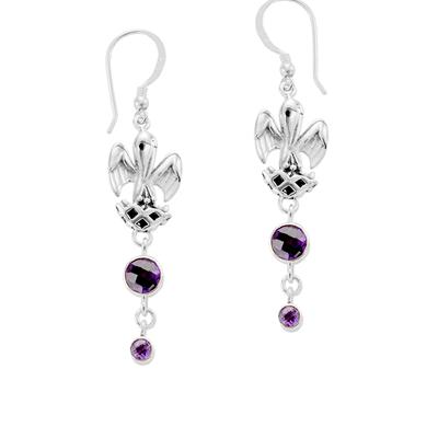 Louisiana pelican nest earrings with amethysts.                                                                                                                                                                                                           