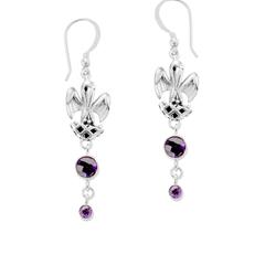 Louisiana pelican nest earrings with amethysts.                                                                                                                                                                                                           