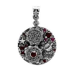 Texas A&M steampunk pendant in sterling silver w/ maroon garnets.                                                                                                                                                                                         