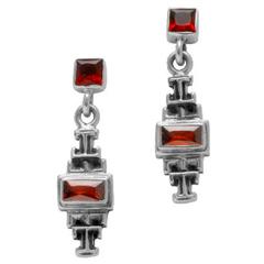 Texas Tech Red Raiders earrings in sterling silver with red stones.                                                                                                                                                                                       