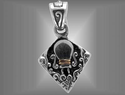 Sterling silver Aquarius pendant charm.                                                                                                                                                                                                                   