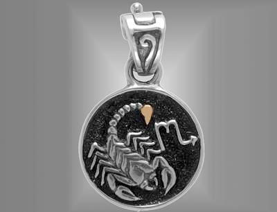 Sterling silver Scorpio scorpion charm pendant.                                                                                                                                                                                                           