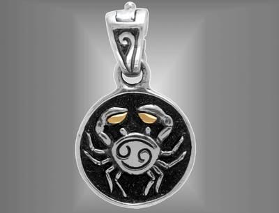 Sterling silver Cancer crab charm pendant                                                                                                                                                                                                                 