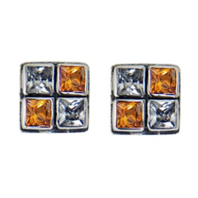 Tennessee Volunteers orange and white CZ checkerboard stud earrings.                                                                                                                                                                                      