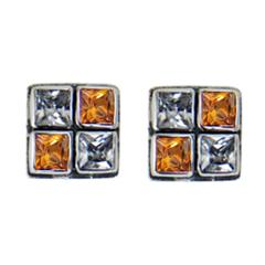 Tennessee Volunteers orange and white CZ checkerboard stud earrings.                                                                                                                                                                                      