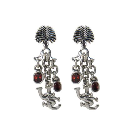 South Carolina sterling silver earrings with garnet.                                                                                                                                                                                                      