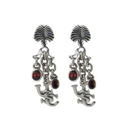 South Carolina sterling silver earrings with garnet.                                                                                                                                                                                                      