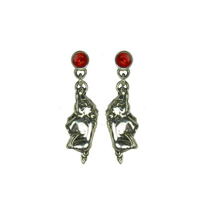 Arkansas Razorback earrings in sterling silver with red stone.                                                                                                                                                                                            