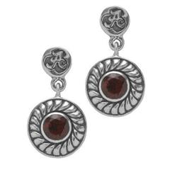 Alabama Crimson Tide sterling silver earrings with garnet.                                                                                                                                                                                                