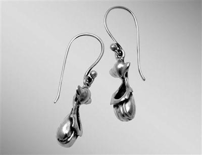 Pitcher plant earrings.  Sterling silver nepenthes.                                                                                                                                                                                                       