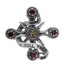 Alabama Roll Tide pendant in sterling silver with 18K gold and garnets.                                                                                                                                                                                   