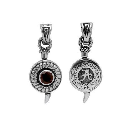 Alabama Crimson Tide garnet pendant in sterling silver rotates about tusk.                                                                                                                                                                                