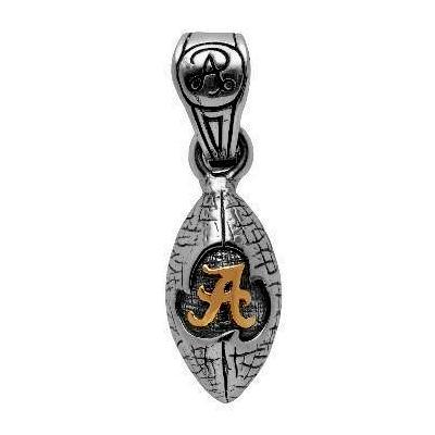 Alabama football charm in sterling silver and gold with elephant hide texture.                                                                                                                                                                            