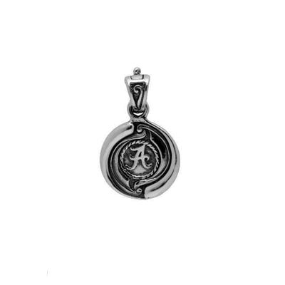 Alabama Crimson Tide pendant in sterling silver with tusk and tide motif.                                                                                                                                                                                 