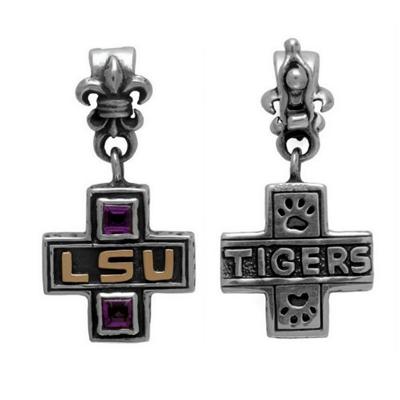 LSU Tigers charm with amethysts, gold, paw prints and fleur-de-lis bail. Arista.                                                                                                                                                                          