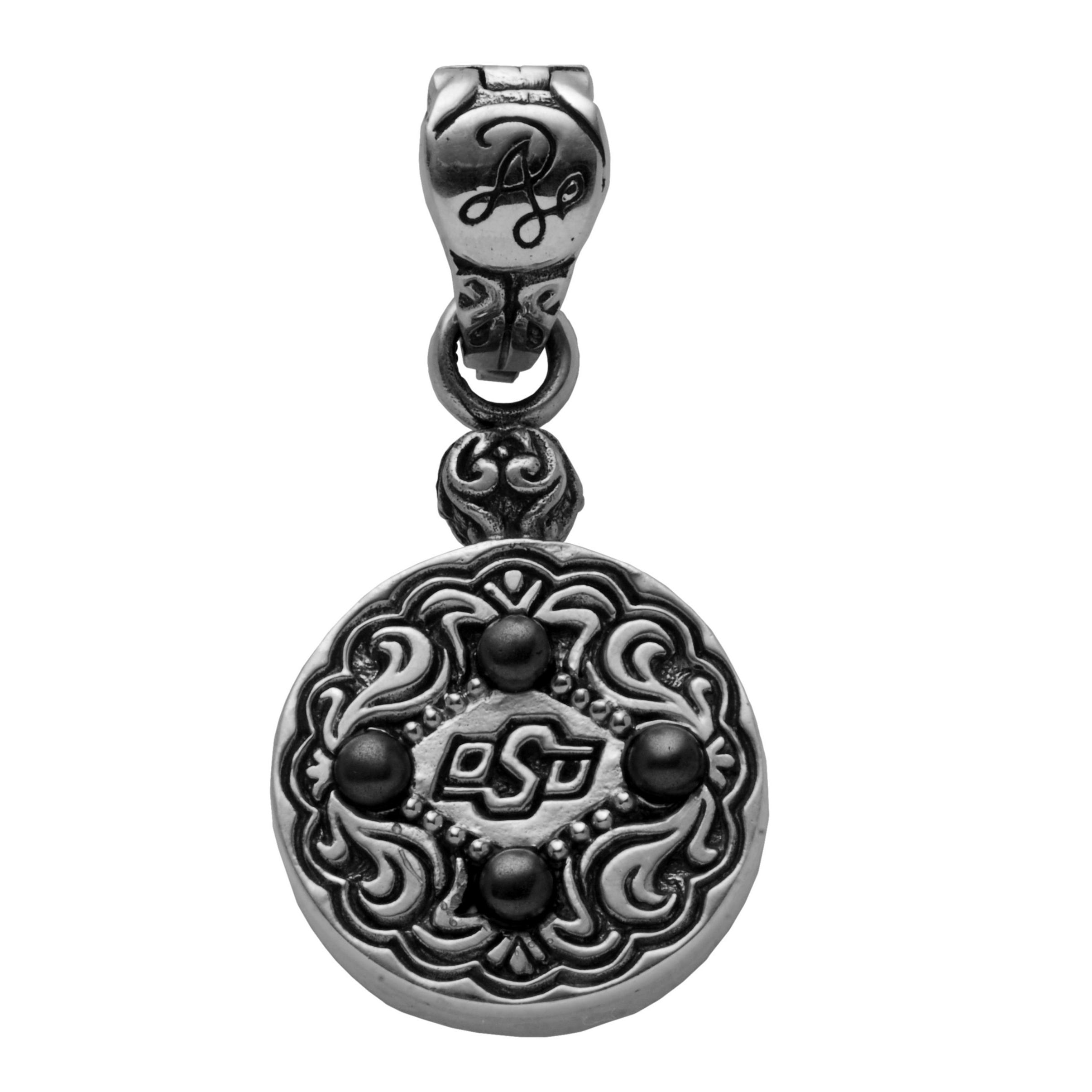 OSU sterling silver and hematite pendant.                                                                                                                                                                                                                 