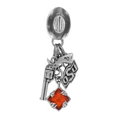 Oklahoma State Cowboys pendant in sterling silver with cowboy hat, pistol, and orange.                                                                                                                                                                    