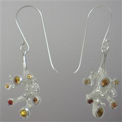 Silver coral earrings with fancy sapphires                                                                                                                                                                                                                