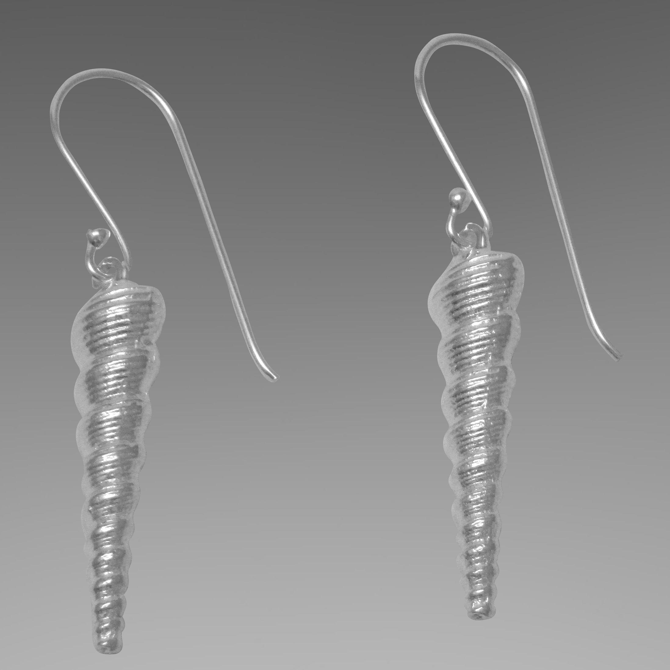 silver screw turritella earrings                                                                                                                                                                                                                          