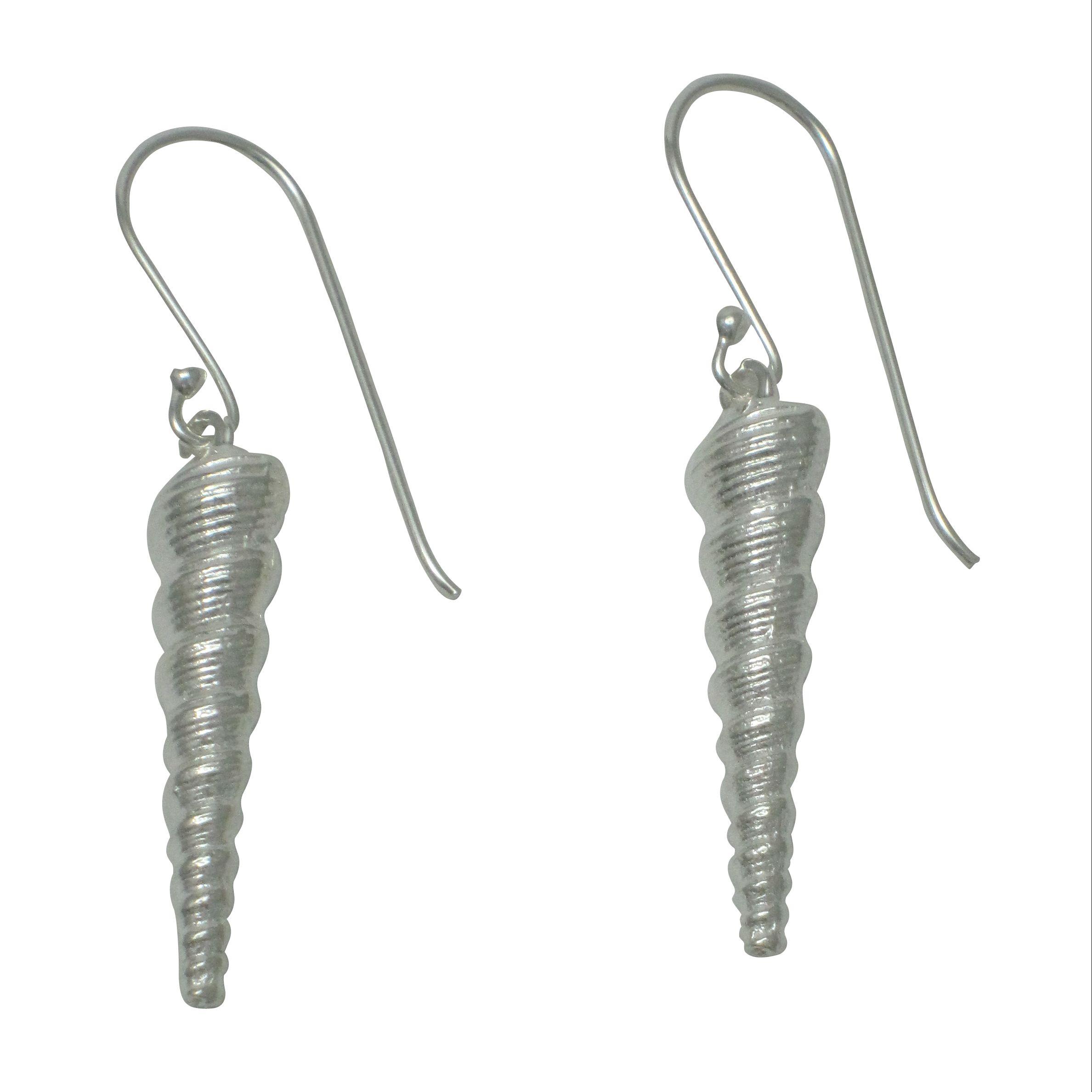 long silver turritella shell earrings                                                                                                                                                                                                                     