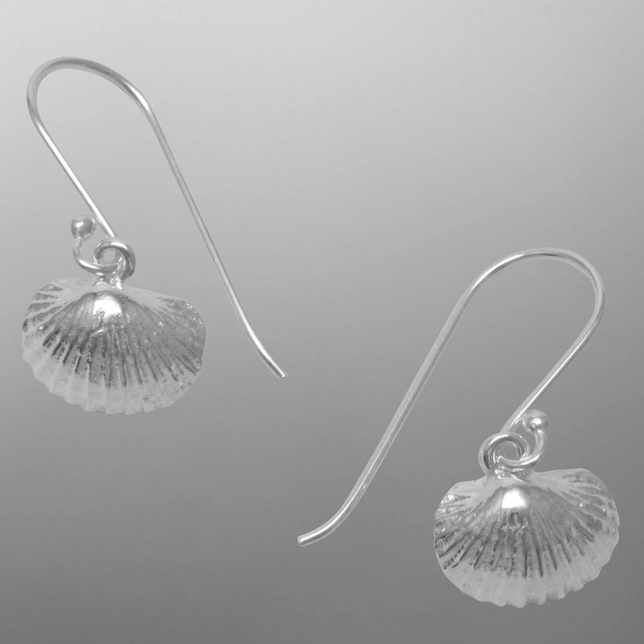 Silver shell earrings with hooks                                                                                                                                                                                                                          