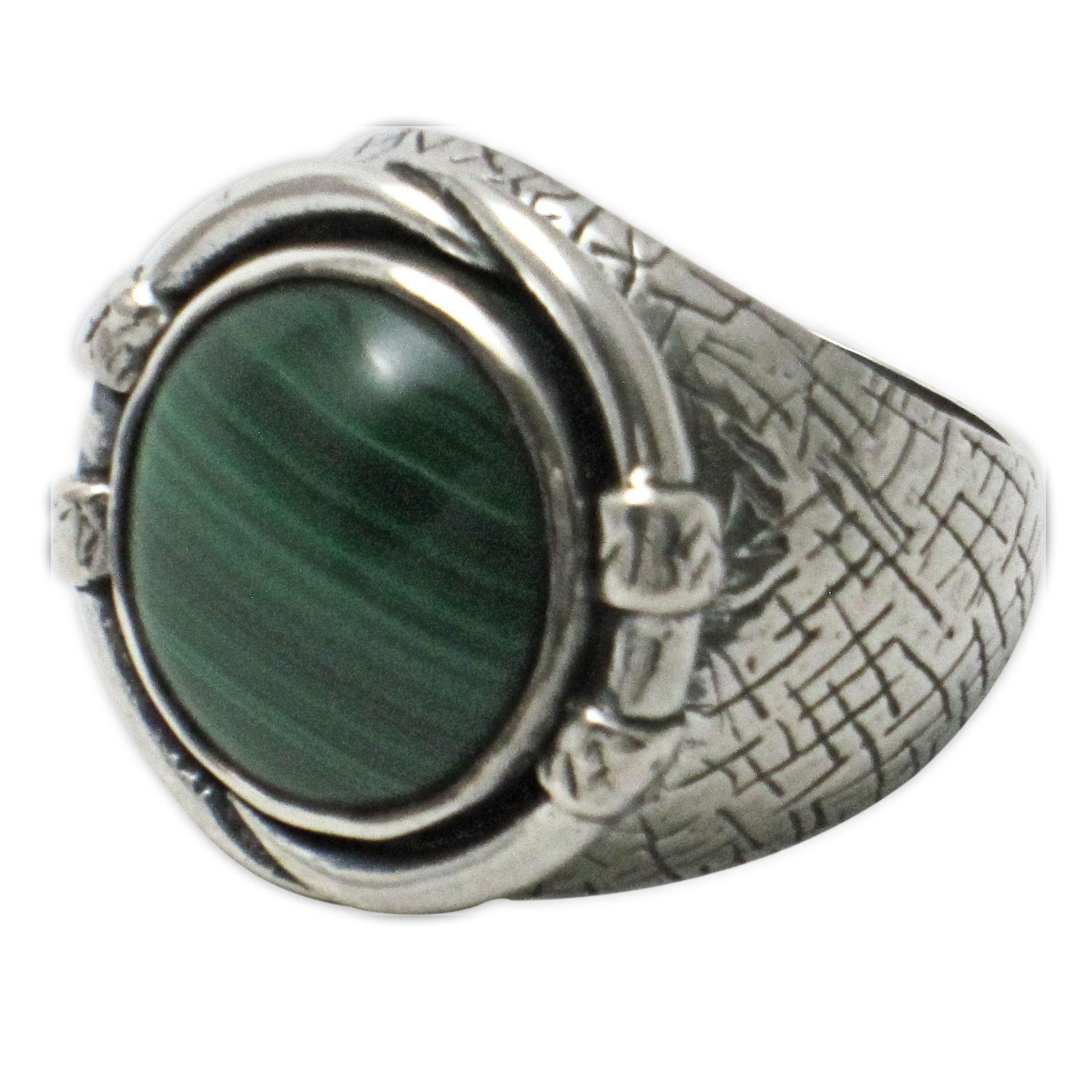 Sterling silver malachite ring.                                                                                                                                                                                                                           